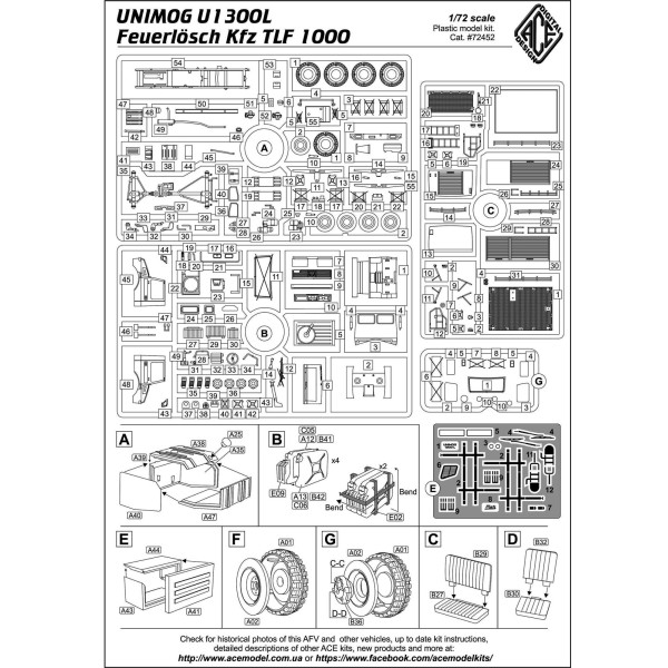 Unimog U 1300L Feuerlösch Kfz TLF 1000 1/72 ACE 72452