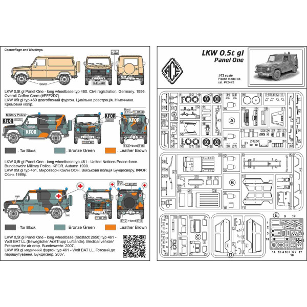 LKW 0,5t gl Panel One - typ460/461 - Wolf BAT LL (фургон)  1/72 ACE 72473