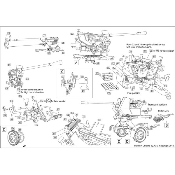 3.7cm Flak 36 anti-aircraft machine gun on an Sd.Ah.52 trailer 1/72 ACE 72570