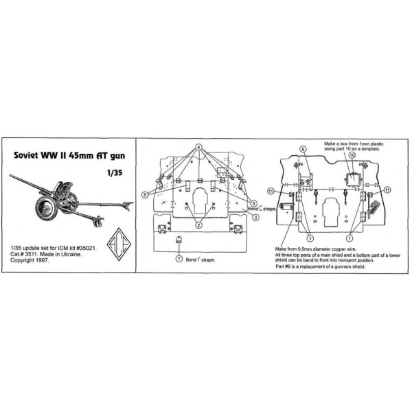 Etched shield for Soviet 45mm AT gun (for ICM kit)  1/35 ACE PE3511