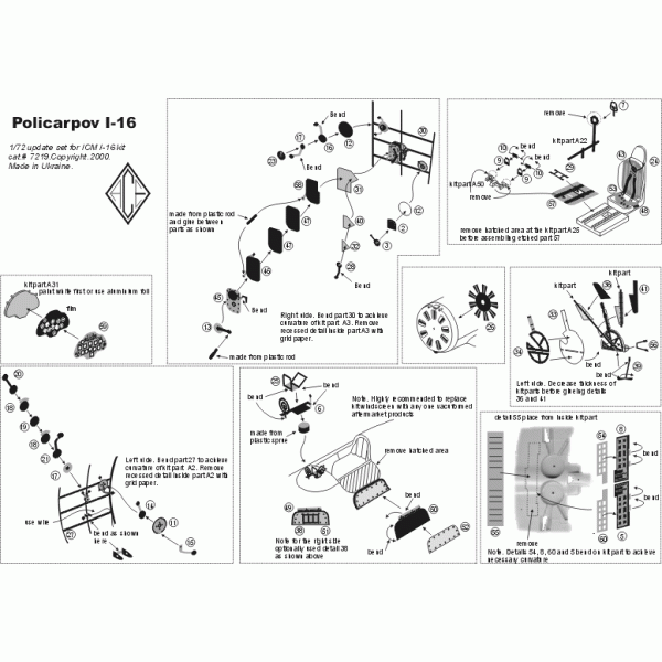 I-16 Photo-etched update set for ICM kit 1/72 ACE PE7204