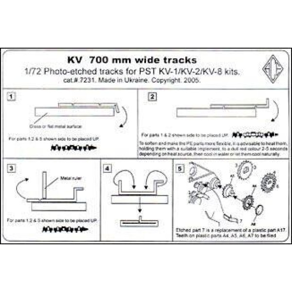KV tracks (700mm wide tracks for PST KV-1/2/8 kits) 1/72 ACE PE7231