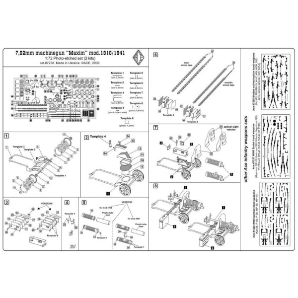 7,62mm "Maxim" machinegun mod.1910/1941 (2 pcs per set) 1/72 ACE PE7238