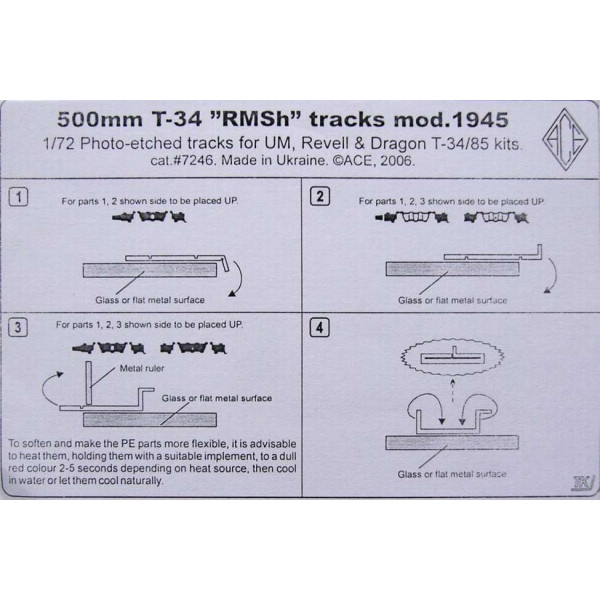 T-34 ”RMSh” (500mm) tracks mod.1945 (For Dragon/UM T-34/85) 1/72 ACE PE7246