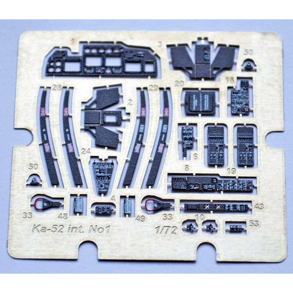 Ka-52 interior (regular fret +prepainted fret + color desk on film + 2 masks for Zvezda kit)  1/72 ACE PE7267