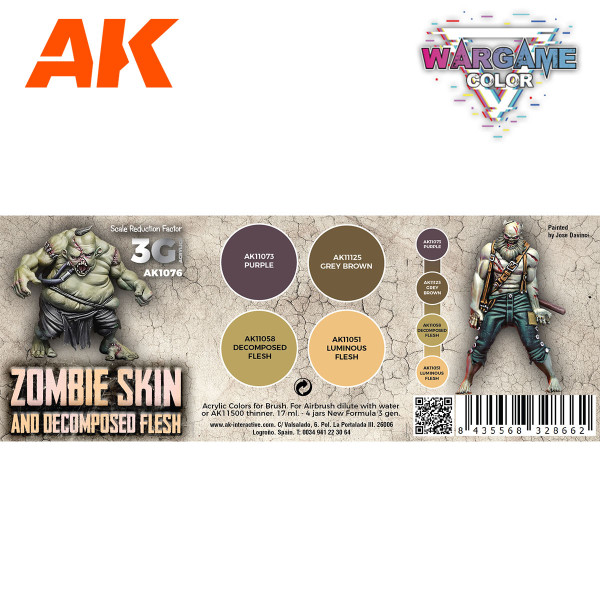WARGAME COLOR SET. ZOMBIE SKIN. Ak-Interactive AK1076