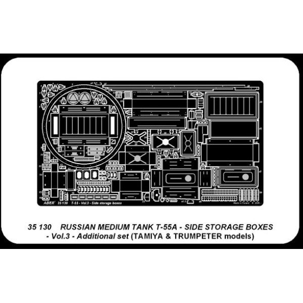 Side storage boxes for Russian medium tank T-55A - vol. 3 - additional set 1/35 ABER 35 130