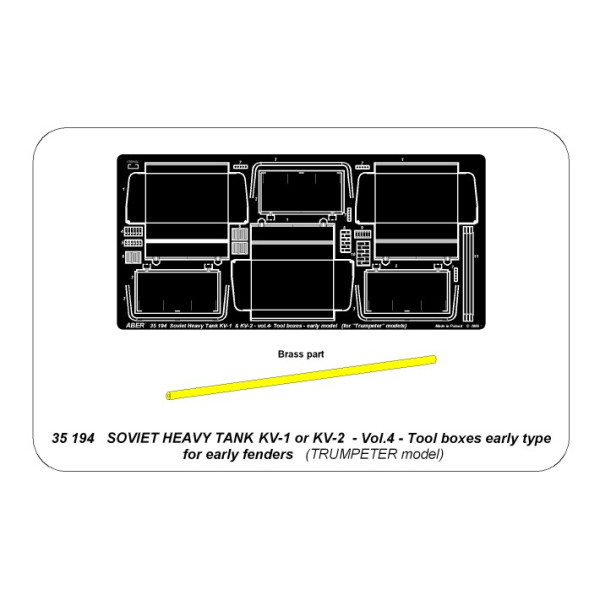 Russian heavy tank KV-1, KV-2 - vol. 4 - additional set - tool boxes early type for early fenders 1/35 ABER 35 194