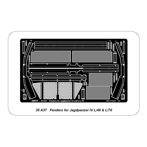 Photo etching Fenders for Jagdpanzer IV L/48 and L/70 (Dragon) 1/35 ABER 35 A037