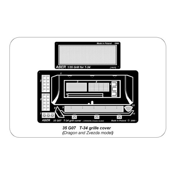 Grille covers for russian tank T-34 1/35 ABER 35 G07