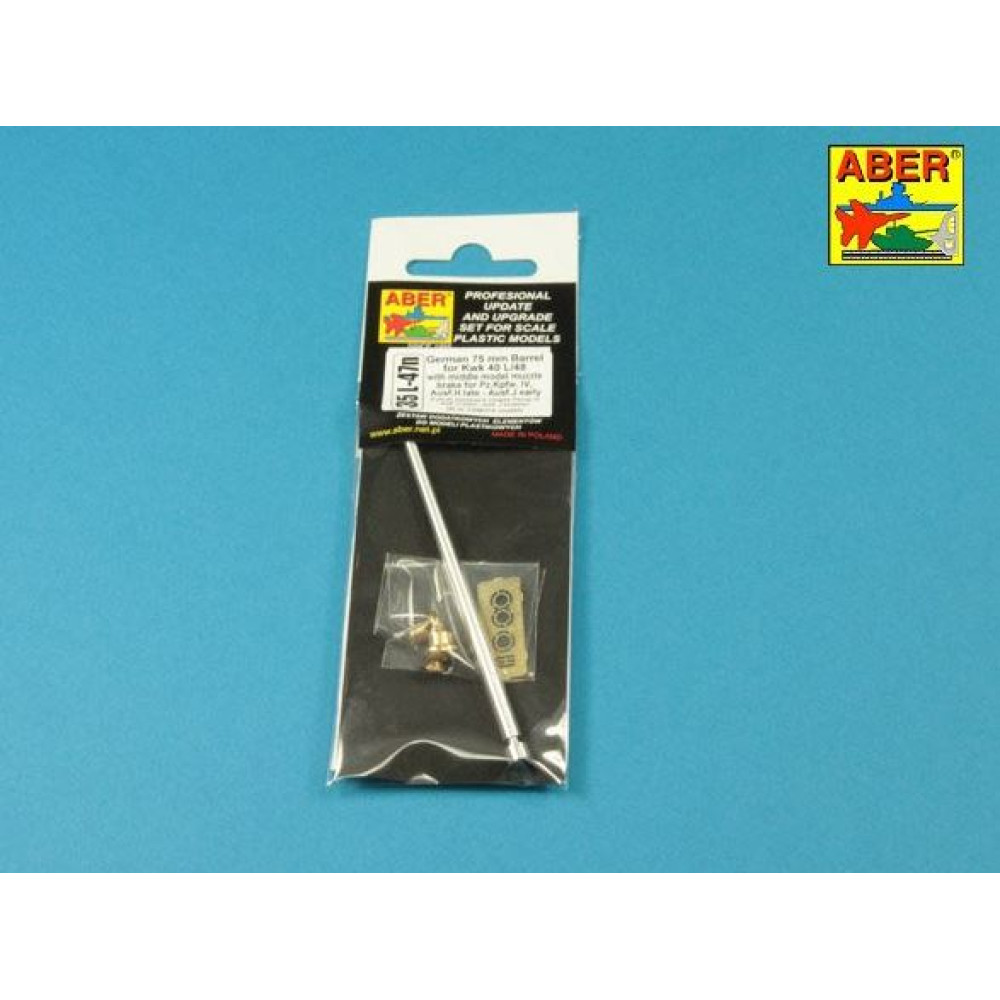 German 75mm barrel for Kwk 40 L/48 with middle model muzzle brake for Pz.Kpfw. IV, Ausf.H late - Ausf.J early 1/35 ABER 35 L-047N