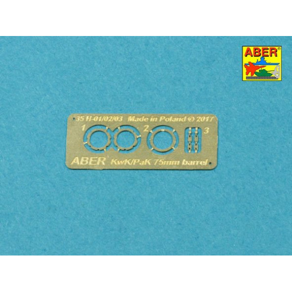 German 75mm barrel for Kwk 40 L/48 with middle model muzzle brake for Pz.Kpfw. IV, Ausf.H late - Ausf.J early 1/35 ABER 35 L-047N