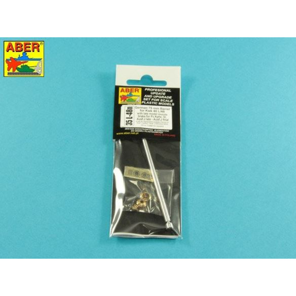 German 75 mm Barrel for Kwk 40 L/48 with late model muzzle brake for Pz.Kpfw. IV, Ausf. J late - Ausf.J final 1/35 ABER 35 L-048N
