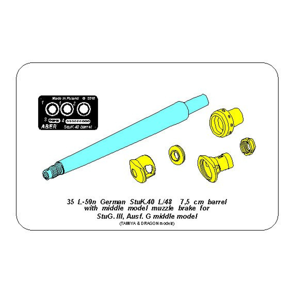 StuK.40 L/48 7,5 cm Barrel with middle muzzle brake for Stug.III, Ausf G - middle model 1/35 ABER 35 L-059N