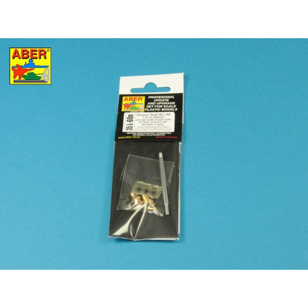 StuK.40 L/48 7,5cm barrel with late muzzle brake for Stug.III, Ausf G late and Stug.IV - early model 1/35 ABER 35 L-060N