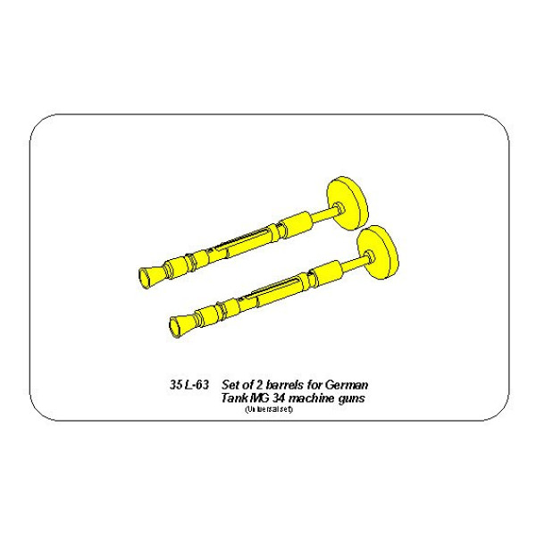 Set of 2 barrels for German Tank MG 34 machine guns 1/35 ABER 35 L-063
