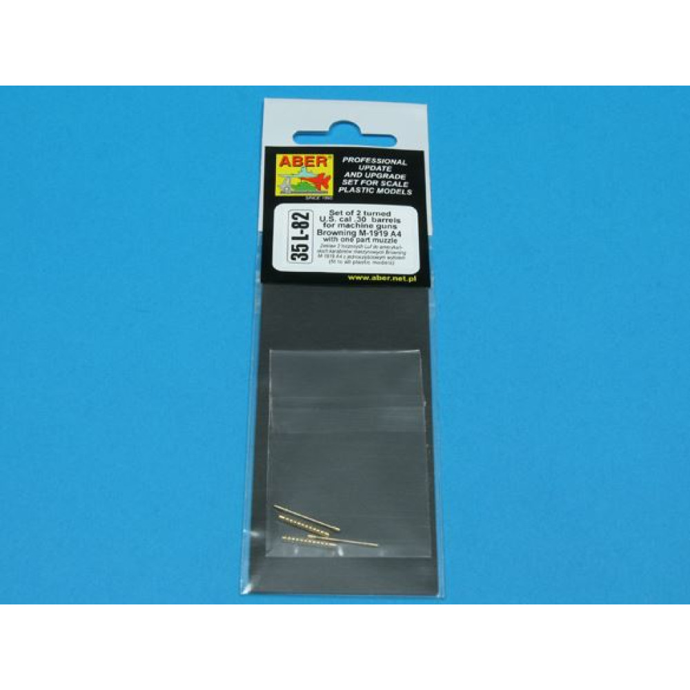 Set of 2 standard barrels for U.S aircraft machine guns cal .50 Browning ANM2 A4 with one part muzzle 1/35 ABER 35 L-082