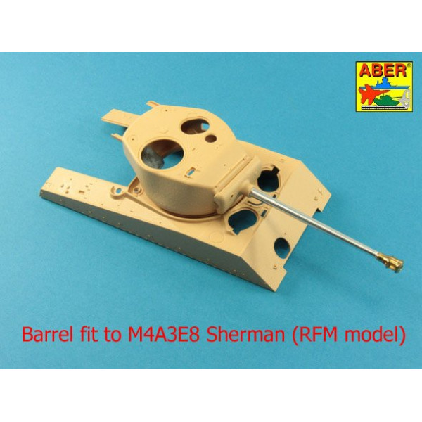 U.S 76 mm M1A2 barrel with muzzle brake for Sherman M4 series tanks with M62 mount 1/35 ABER 35 L-137