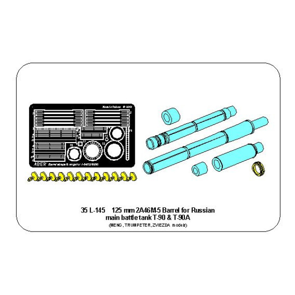 125mm 2A46M-5 barrel for Russian Tank T-90 & T-90A1/35 ABER 35 L-145