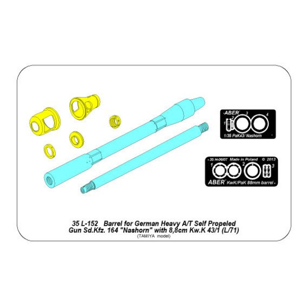 Barrel for German A/T Self Propeled Gun “Nashorn” with 8,8cm Pak 43/1 L/71 1/35 ABER 35 L-152