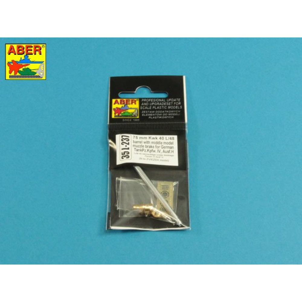 75mm KwK40L/48 barrel with middle model muzzle brake for Germ.Pz.Kpfw.VI, Ausf.H 1/35 ABER 35 L-237