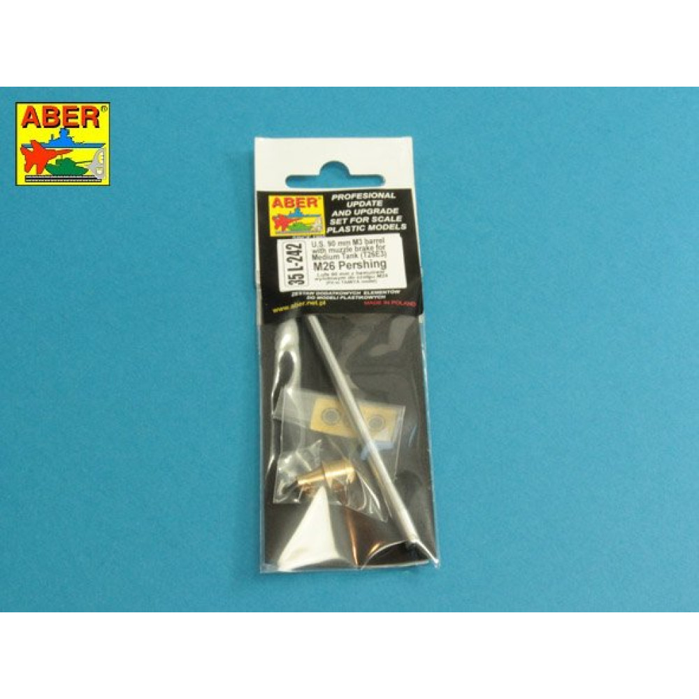 U.S 90 mm M3 barrel with muzzle brake for T26E3 , Pershing 1/35 ABER 35 L-242