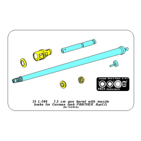 7,5 cm barrel with muzzle brake for Panther Ausf.G 1/35 ABER 35 L-246