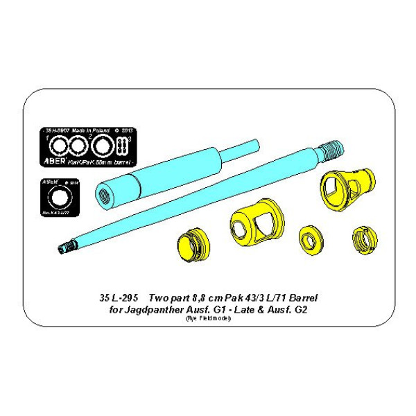 105 mm M-68 tank barrel for U.S. M60 Tank 1/35 ABER 35 L-282