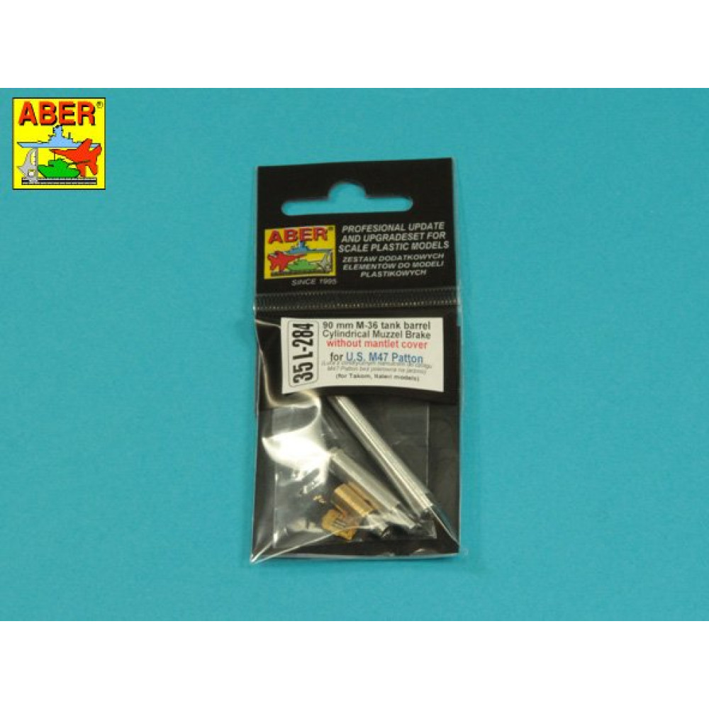 90 mm M-36 tank barrel cyrindrical Muzzle Brake without mantlet cover for U.S. M47 Patton 1/35 ABER 35 L-284