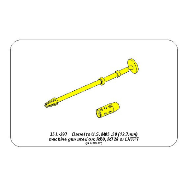Barrel to U.S. M85 cal .50 heavy machine gun used on M60, M728, LVTP7 1/35 ABER 35 L-297