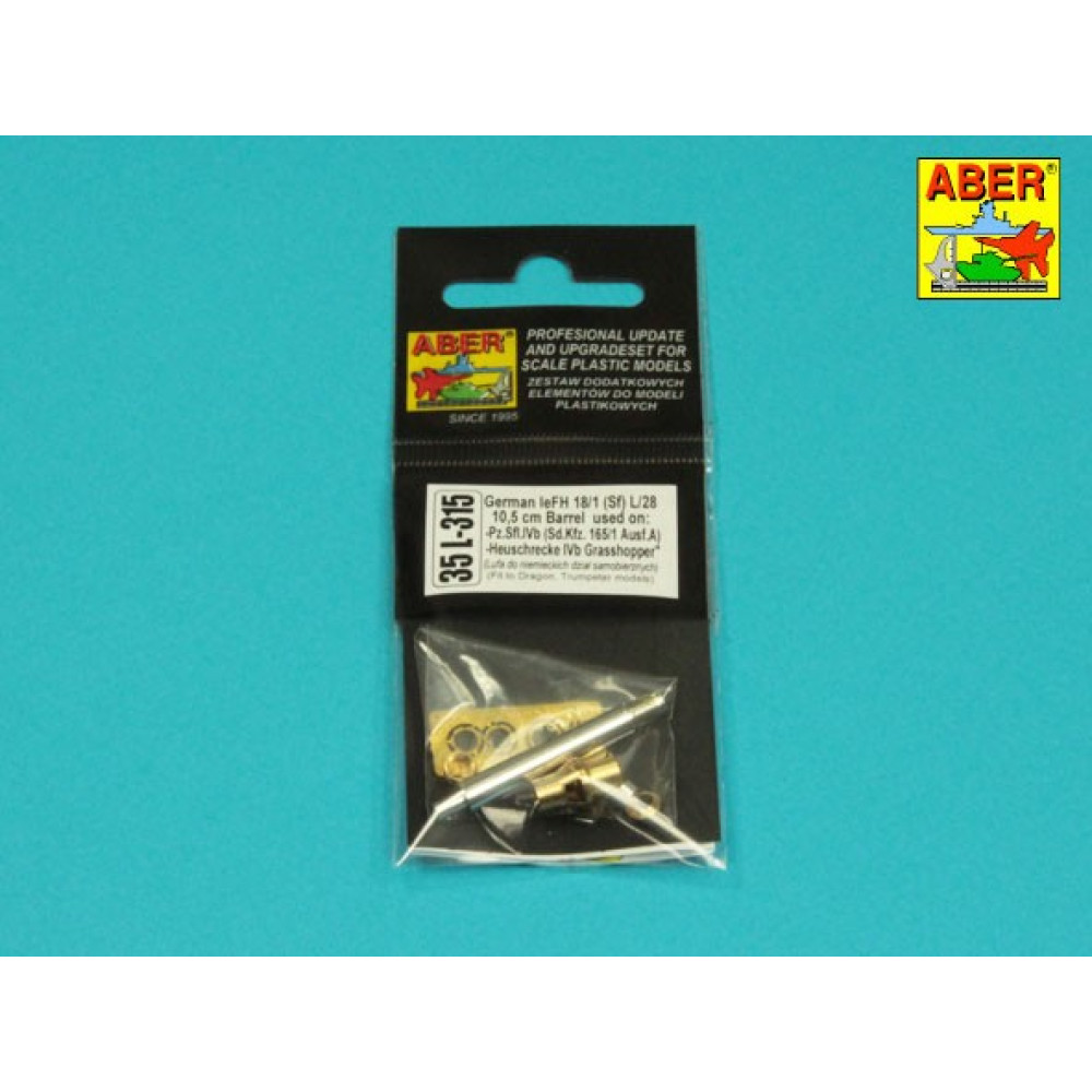leFH 18/1 (Sf) 10,5 cm L/28 Barrel used on: Pz.Sfl.IVb (Sd.Kfz. 165/1 Ausf.A) or Heuschrecke IVb Grasshopper"  1/35 ABER 35 L-315