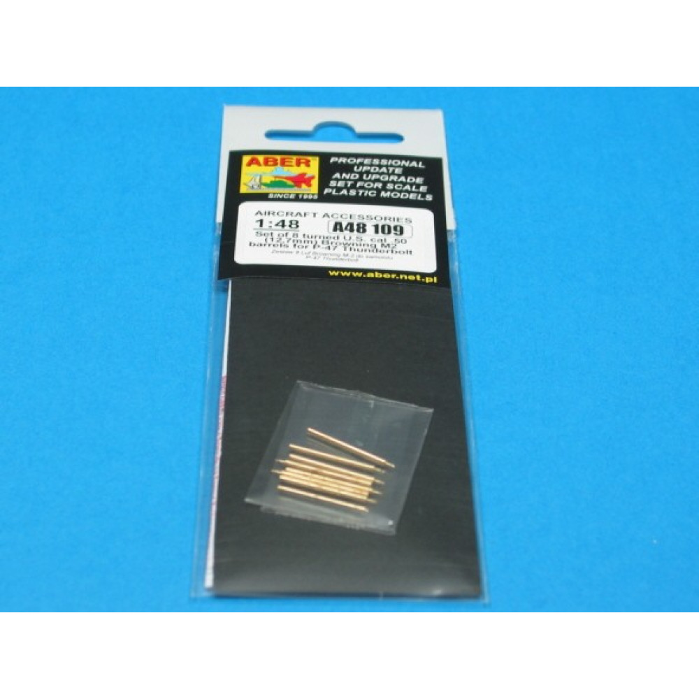 Set of 8 turned cal .50 (12,7mm) U.S. Browning M2 barrels for P-47 Thunderbolt 1/48 Aber A48 109