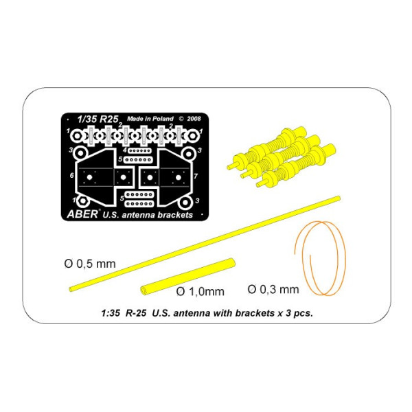 US antenna and brackets (set of 3 pcs,) 1/35 ABER R-25