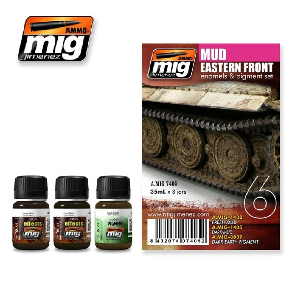 Mud Eastern Front - Enamels & Pigment Set   Ammo Mig  7405