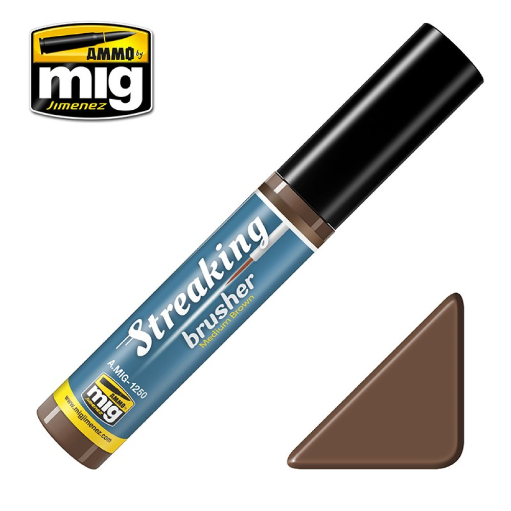 MEDIUM BROWN - STREAKINGBRUSHER (Ammo Mig) AMIG1250