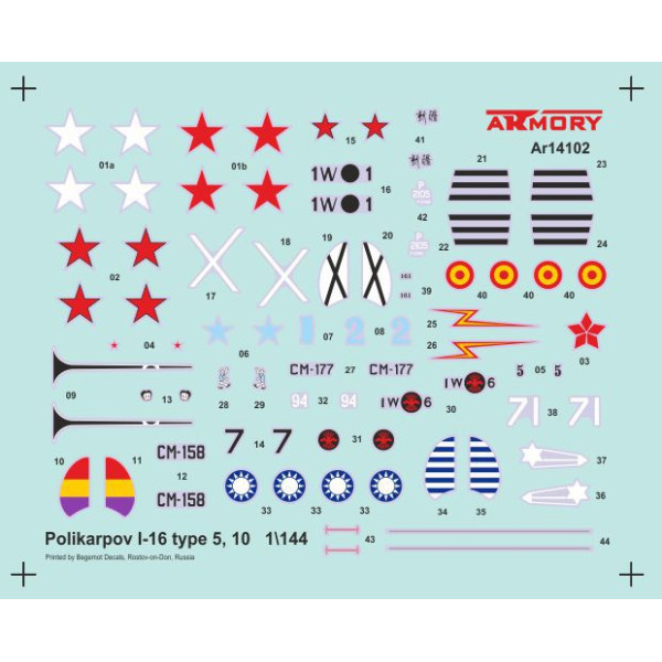  Polikarpov I-16 type 5/10, Soviet pre-WWII fighter 1/144 Armory models AR14102