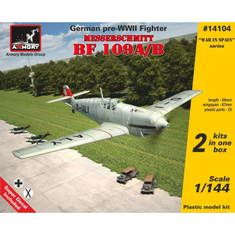 Літак - винищувач Messerschmitt Bf 109A / B, німецький, періоду ВВВ 1/144 Armory models AR14104