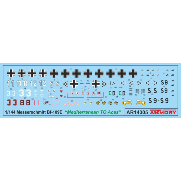Літак - винищувач Messerschmitt Bf 109E "Mediterranean TO Aces"  1/144 Armory models AR14305