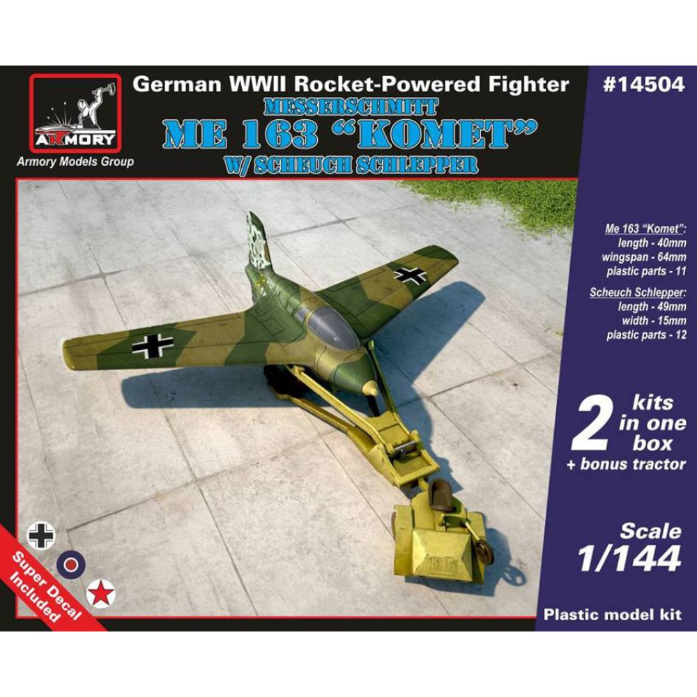 Літак - винищувач Messerschmitt Me 163B “Komet” w/ Scheuch Schlepper 1/144 Armory models AR14504