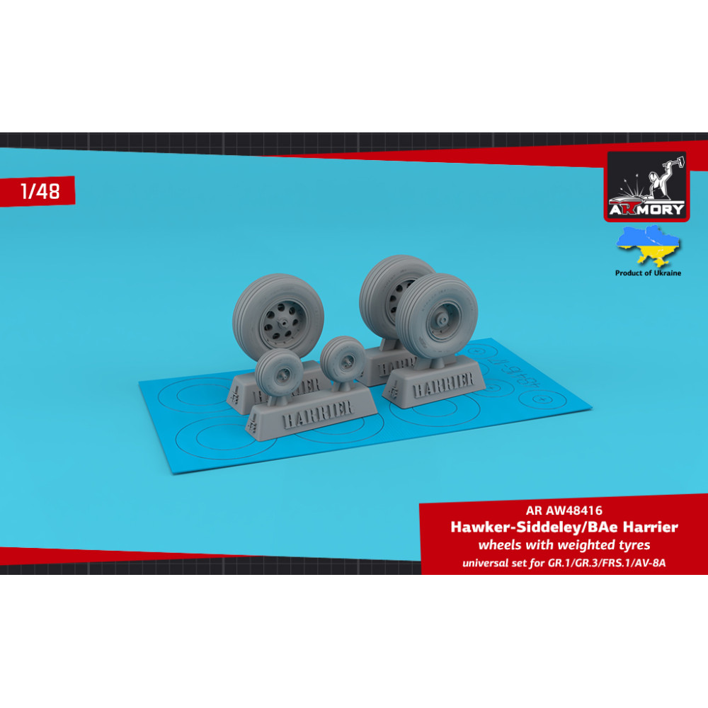 Harrier GR.1/GR.3/FRS.1/AV-8A wheels w/ weighted tyres 1/48 Armory Models AR AW48416