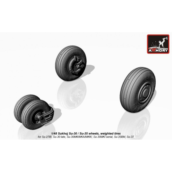 Sukhoj Su-30 / Su-35 wheels, weighted tires, front mudguard  1/48 Armory Models  AR AW48024