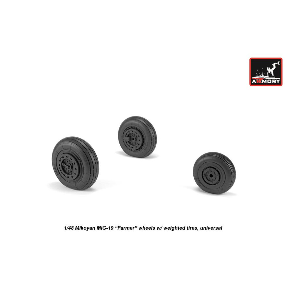 Смоляні колеса для моделі літака МіГ-19 Farmer з важкими шинами 1/48 Armory Models AR AW48030