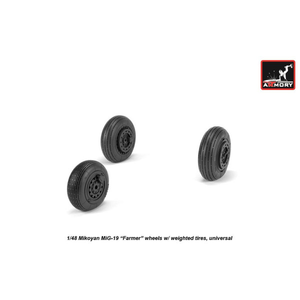Смоляні колеса для моделі літака МіГ-19 Farmer з важкими шинами 1/48 Armory Models AR AW48030