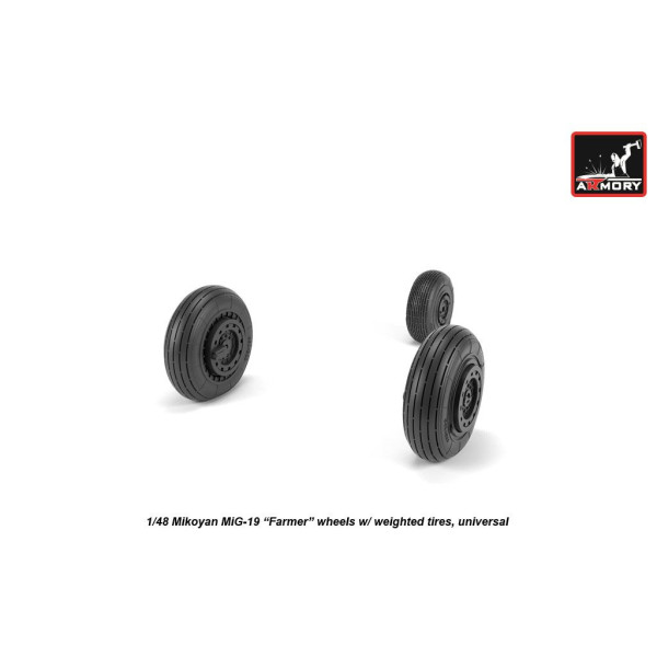 Смоляні колеса для моделі літака МіГ-19 Farmer з важкими шинами 1/48 Armory Models AR AW48030