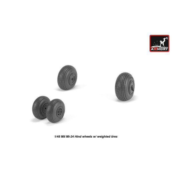 Смоляні колеса для моделі літака Мі-24 Hind з важкими шинами 1/48 Armory Models AR AW48031