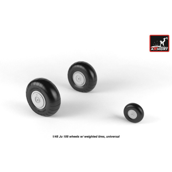 Смоляні колеса для моделі літака Junkers Ju 88, з важкими шинами 1/48 Armory Models AR AW48203