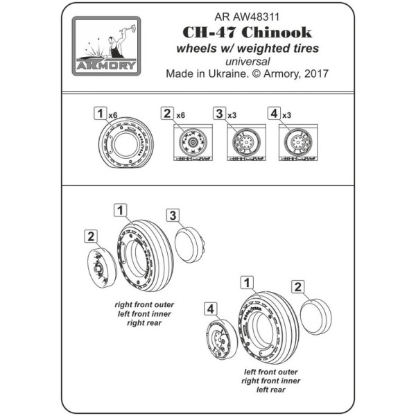 CH-47 Chinook wheels w/ weighted tires  1/48 Armory Models  AR AW48311