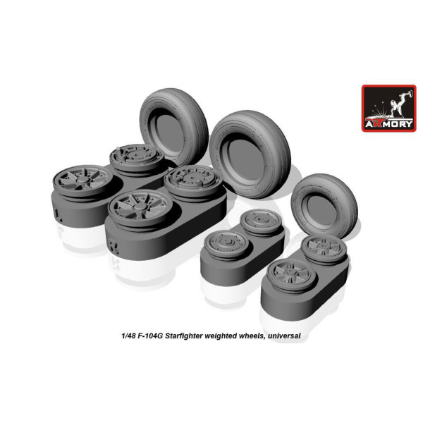 F-104G Starfighter wheels (w/ optional nose wheels)  1/48 Armory Models  AR AW48312