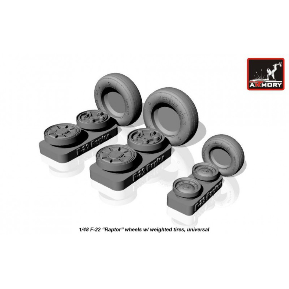 F-22 Raptor wheels, weighted 1/48 Armory Models  AR AW48314