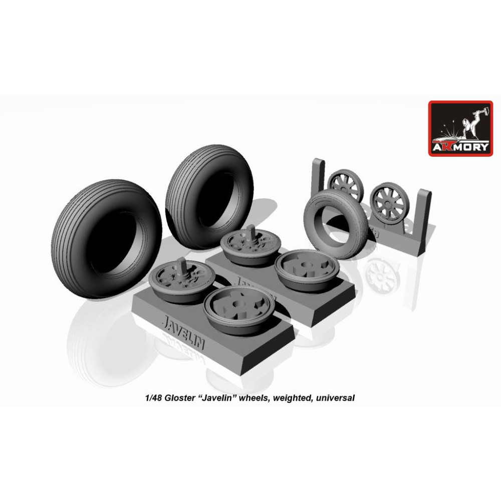 Смоляні колеса для моделі літака, Gloster "Javeline", обтяжені 1/48 Armory Models AR AW48401